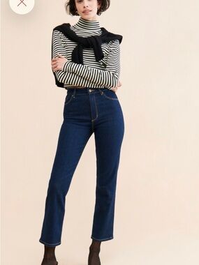 ROLLA'S High-Rise Straight Leg Jeans in Dark Blue